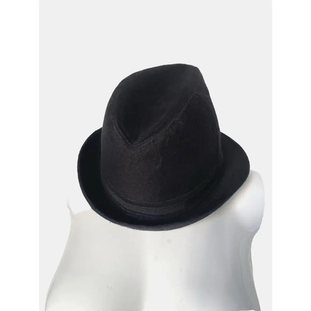 Attention Brand Black Fedora Hat Rhinestone Detail Cotton One Size
